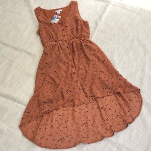 Cotton On Hi Lo Star Dress Orange Black Stars
